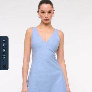 V-Neck Linen-Blend Mini Dress NWT